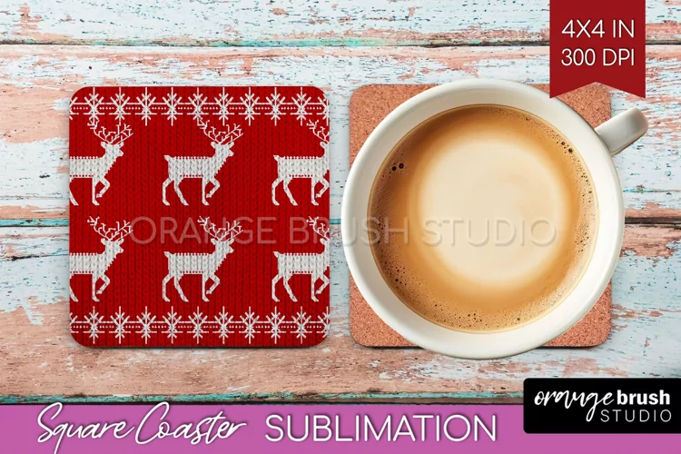 Nordic Christmas Square Coaster - Winter Coaster Sublimation