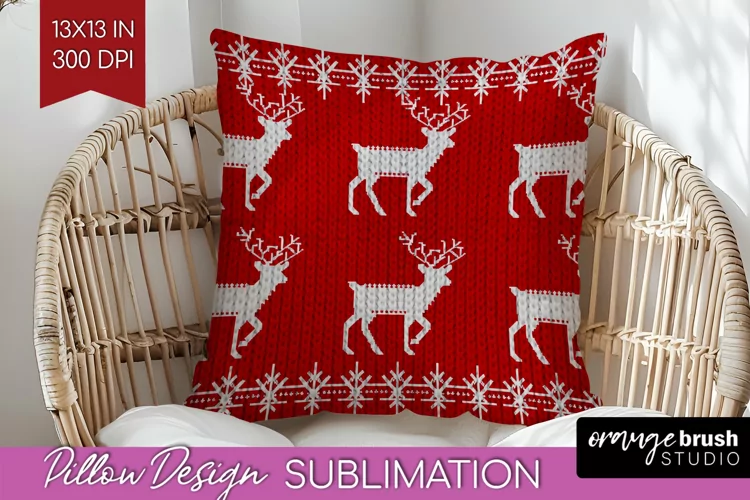 Nordic Christmas Pillow Sublimation - Winter Pillow Cover