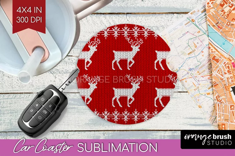 Nordic Christmas Car Coaster - Winter Coaster Sublimatoin