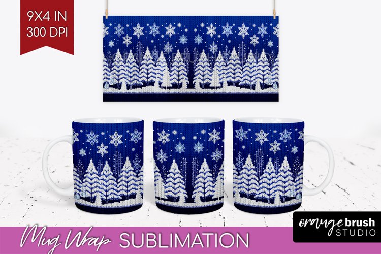 Nordic Christmas Mug Wrap - Winter 15 oz Mug Sublimation example image 1