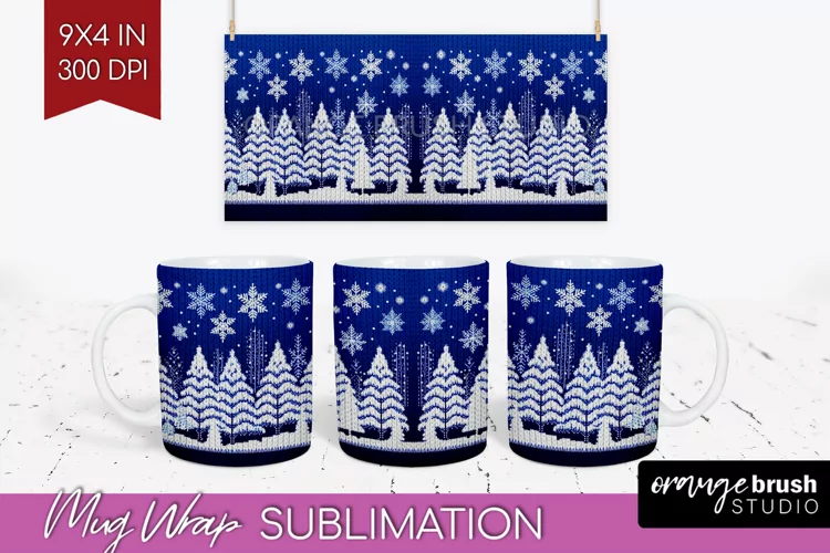 Nordic Christmas Mug Wrap - Winter 15 oz Mug Sublimation