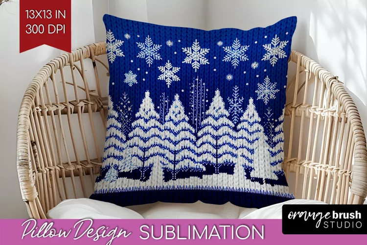 Nordic Christmas Pillow Sublimation - Winter Pillow Cover