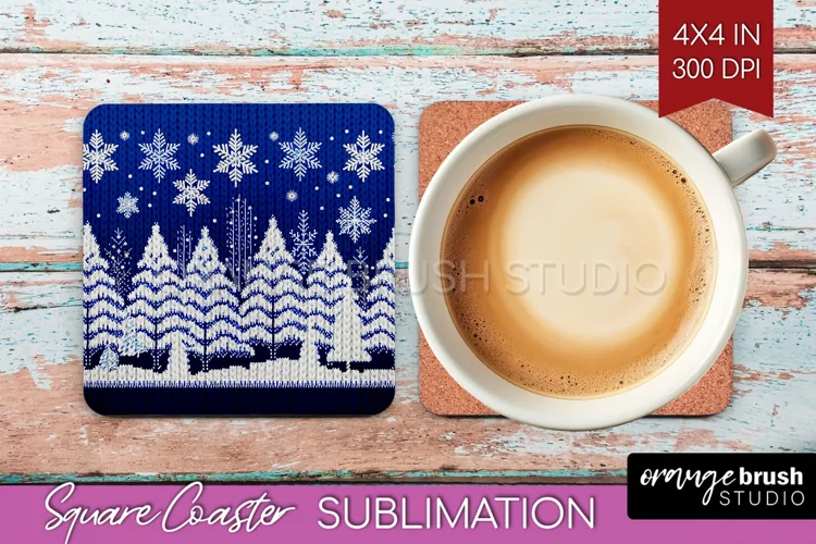 Nordic Christmas Square Coaster - Winter Coaster Sublimation