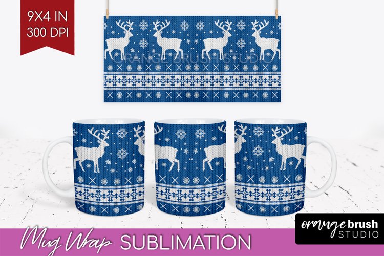 Nordic Christmas Mug Wrap - Winter 15 oz Mug Sublimation example image 1