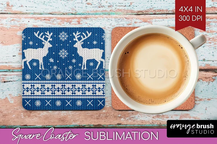 Nordic Christmas Square Coaster - Winter Coaster Sublimation