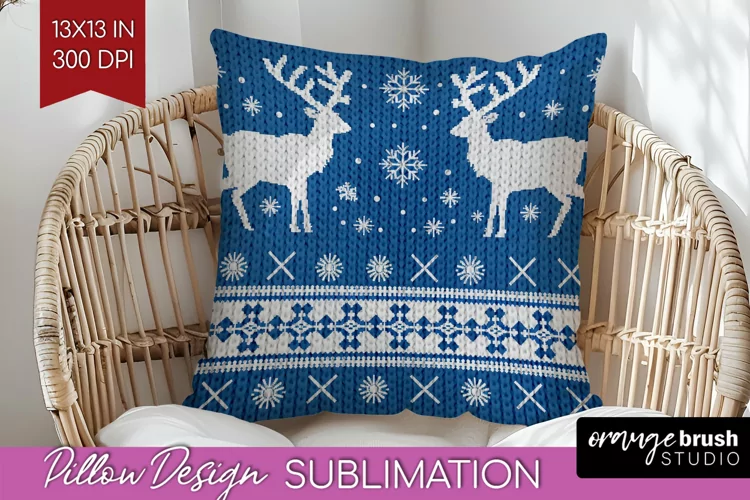 Nordic Christmas Pillow Sublimation - Winter Pillow Cover