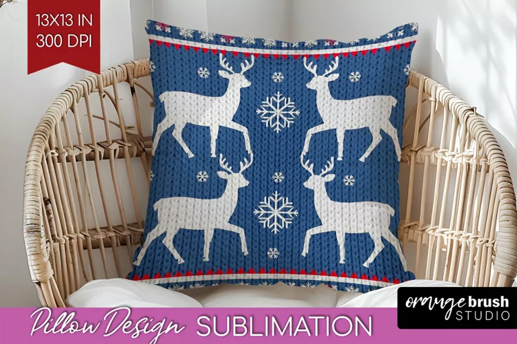 Nordic Christmas Pillow Sublimation - Winter Pillow Cover