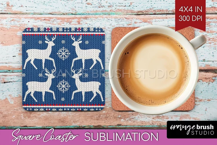 Nordic Christmas Square Coaster - Winter Coaster Sublimation