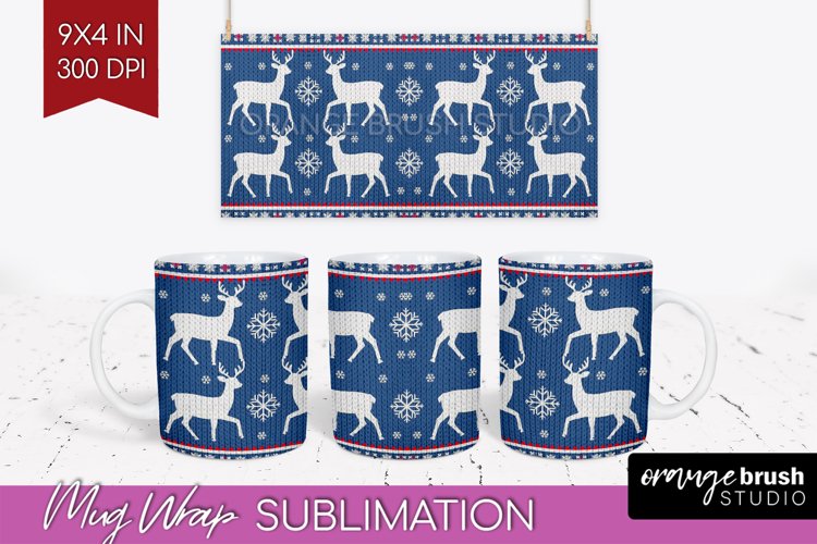Nordic Christmas Mug Wrap - Winter 15 oz Mug Sublimation example image 1