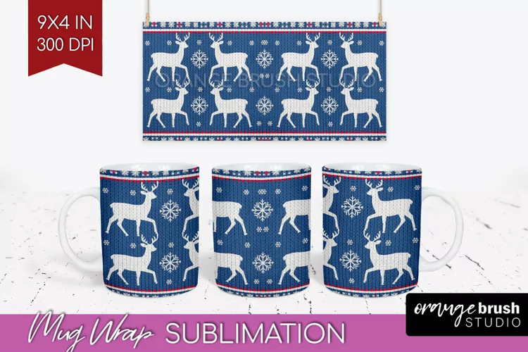 Nordic Christmas Mug Wrap - Winter 15 oz Mug Sublimation