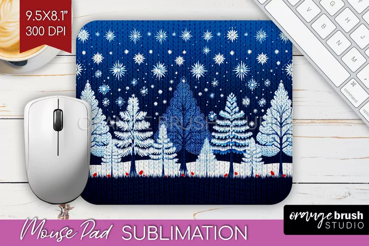 Nordic Christmas Mouse Pad Sublimation - Winter Mousepad PNG
