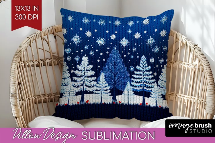 Nordic Christmas Pillow Sublimation - Winter Pillow Cover