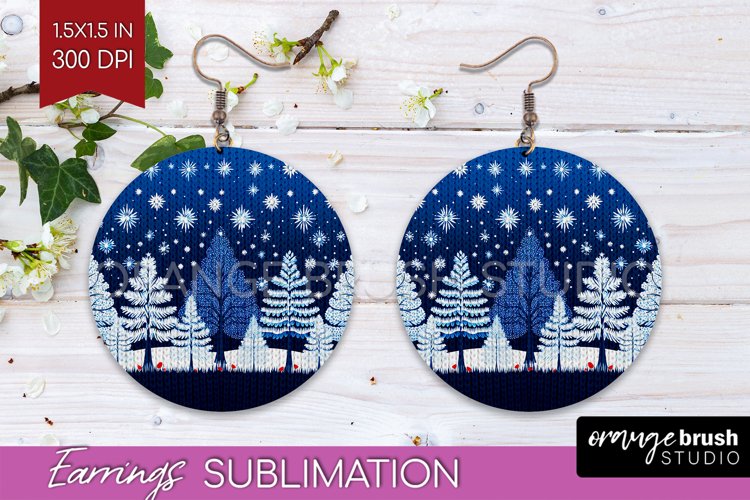 Nordic Christmas Round Earrings, Winter Earring Sublimation