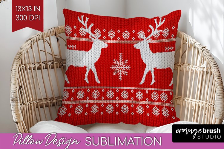 Nordic Christmas Pillow Sublimation - Winter Pillow Cover example image 1