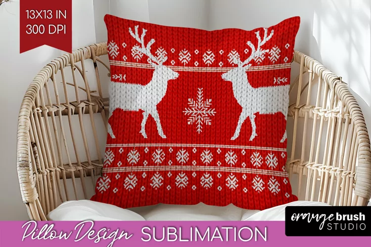Nordic Christmas Pillow Sublimation - Winter Pillow Cover