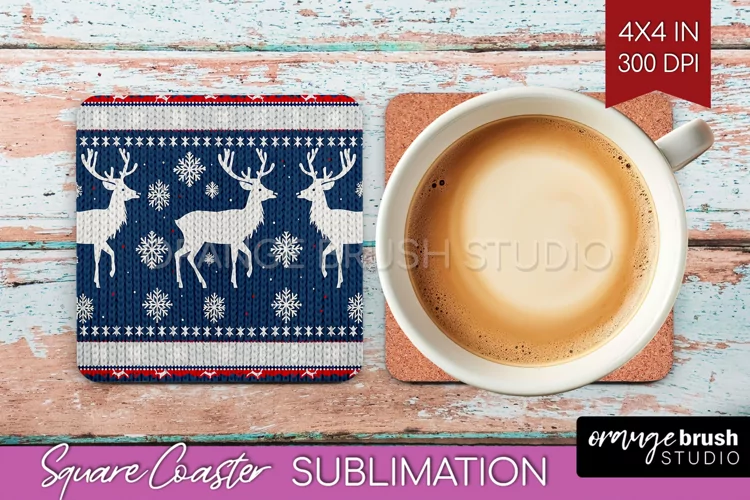 Nordic Christmas Square Coaster - Winter Coaster Sublimation