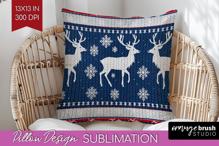 Nordic Christmas Pillow Sublimation - Winter Pillow Cover example image 1