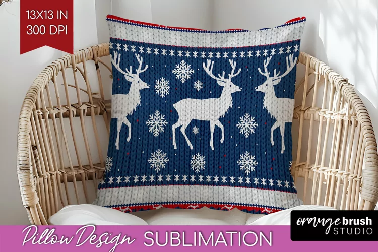 Nordic Christmas Pillow Sublimation - Winter Pillow Cover