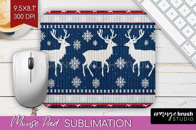Nordic Christmas Mouse Pad Sublimation - Winter Mousepad PNG