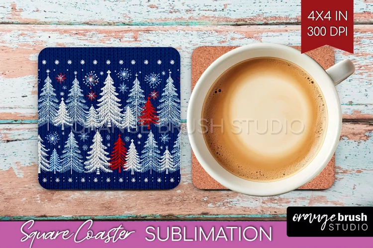 Nordic Christmas Square Coaster - Winter Coaster Sublimation
