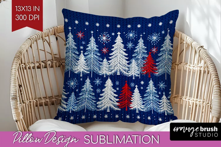 Nordic Christmas Pillow Sublimation - Winter Pillow Cover