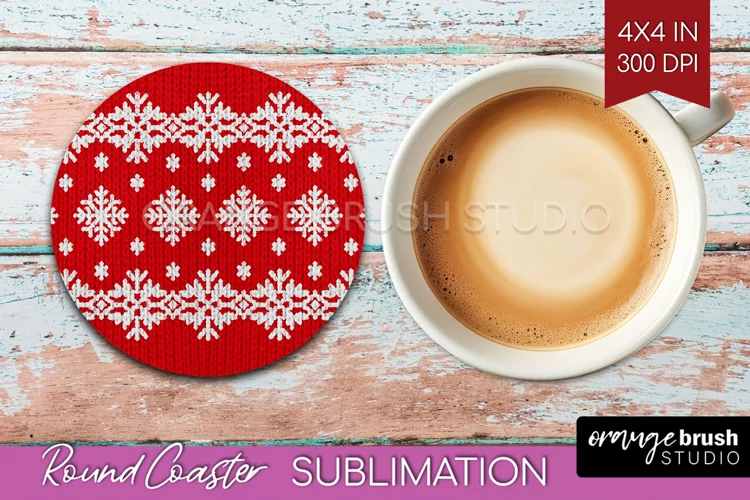 Nordic Christmas Round Coaster - Winter Coaster Sublimation