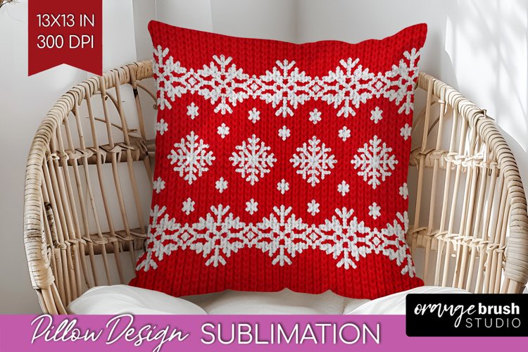 Nordic Christmas Pillow Sublimation - Winter Pillow Cover example image 1