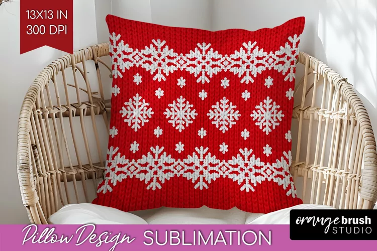 Nordic Christmas Pillow Sublimation - Winter Pillow Cover