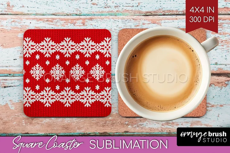 Nordic Christmas Square Coaster - Winter Coaster Sublimation
