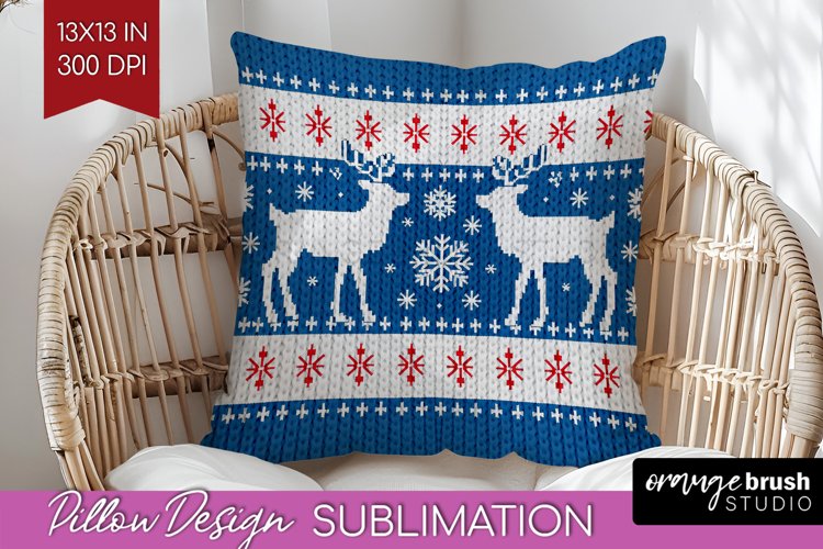 Nordic Christmas Pillow Sublimation - Winter Pillow Cover example image 1