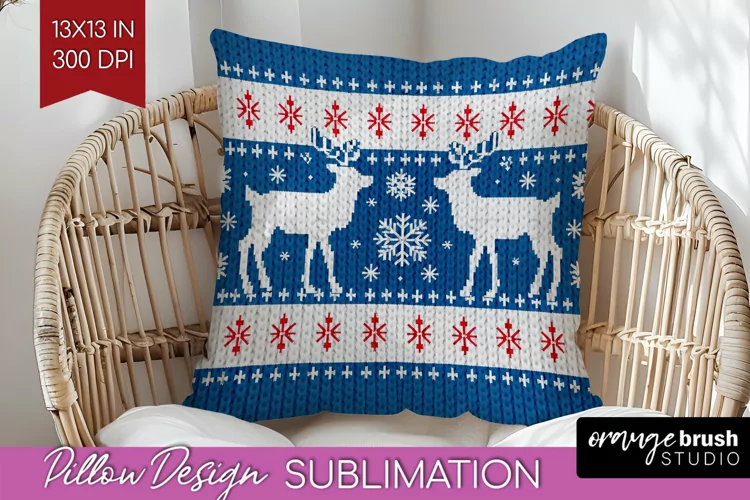 Nordic Christmas Pillow Sublimation - Winter Pillow Cover