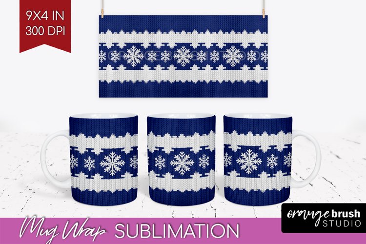Nordic Christmas Mug Wrap - Winter 15 oz Mug Sublimation example image 1