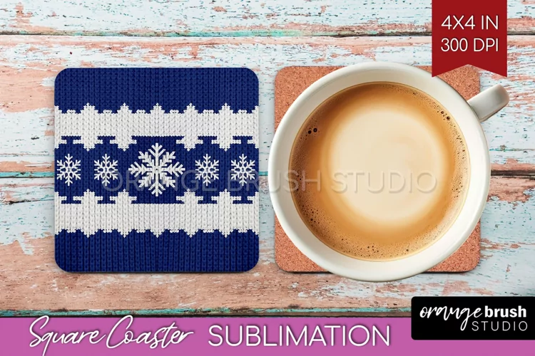 Nordic Christmas Square Coaster - Winter Coaster Sublimation