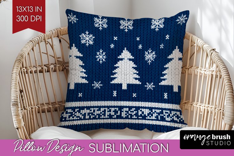 Nordic Christmas Pillow Sublimation - Winter Pillow Cover example image 1