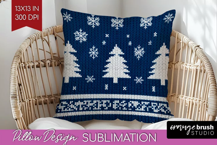 Nordic Christmas Pillow Sublimation - Winter Pillow Cover