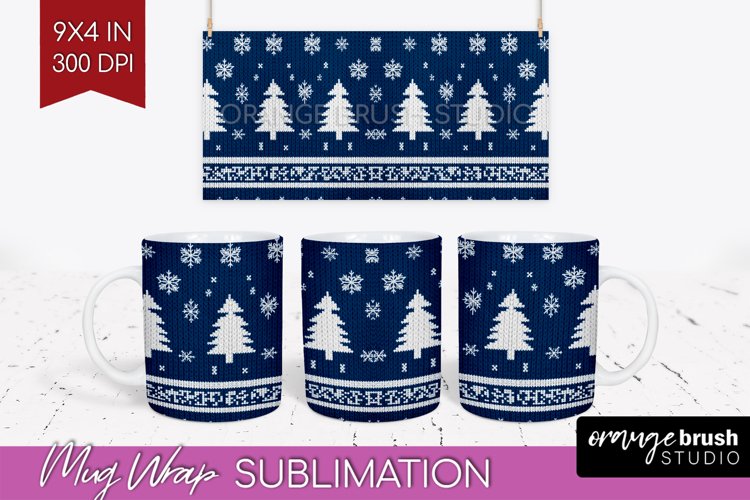 Nordic Christmas Mug Wrap - Winter 15 oz Mug Sublimation example image 1