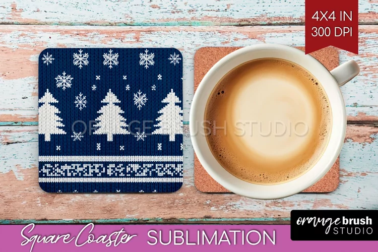 Nordic Christmas Square Coaster - Winter Coaster Sublimation