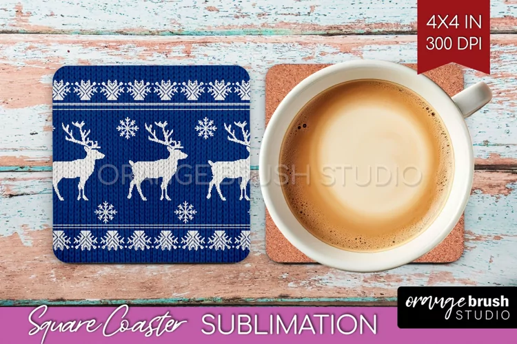 Nordic Christmas Square Coaster - Winter Coaster Sublimation