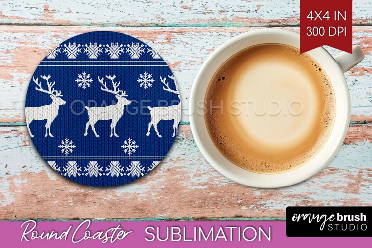 Nordic Christmas Round Coaster - Winter Coaster Sublimation