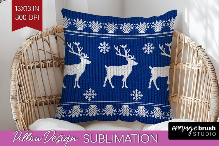 Nordic Christmas Pillow Sublimation - Winter Pillow Cover example image 1
