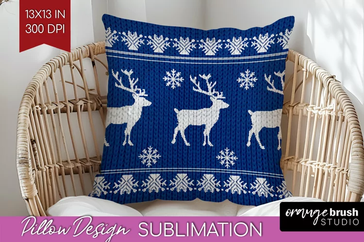 Nordic Christmas Pillow Sublimation - Winter Pillow Cover
