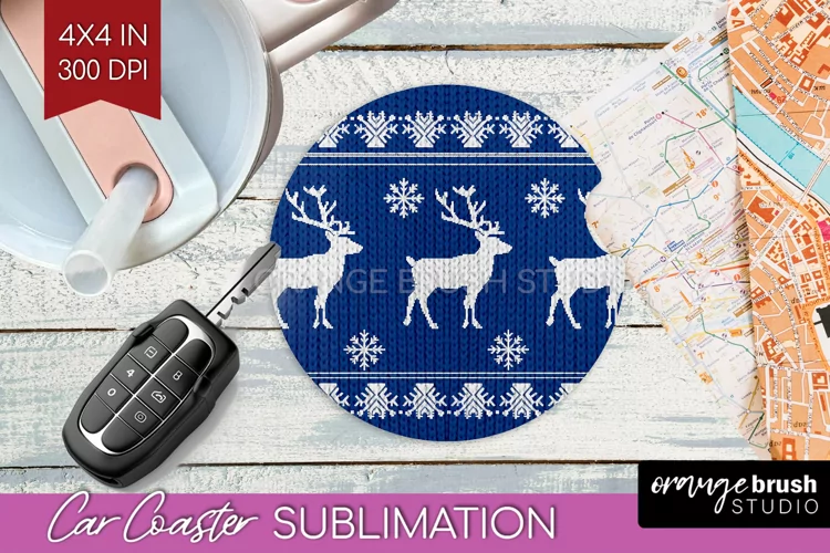 Nordic Christmas Car Coaster - Winter Coaster Sublimatoin