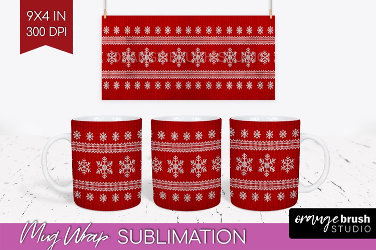 Nordic Christmas Mug Wrap - Winter 15 oz Mug Sublimation