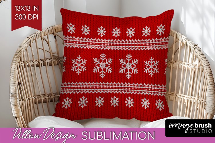 Nordic Christmas Pillow Sublimation - Winter Pillow Cover example image 1