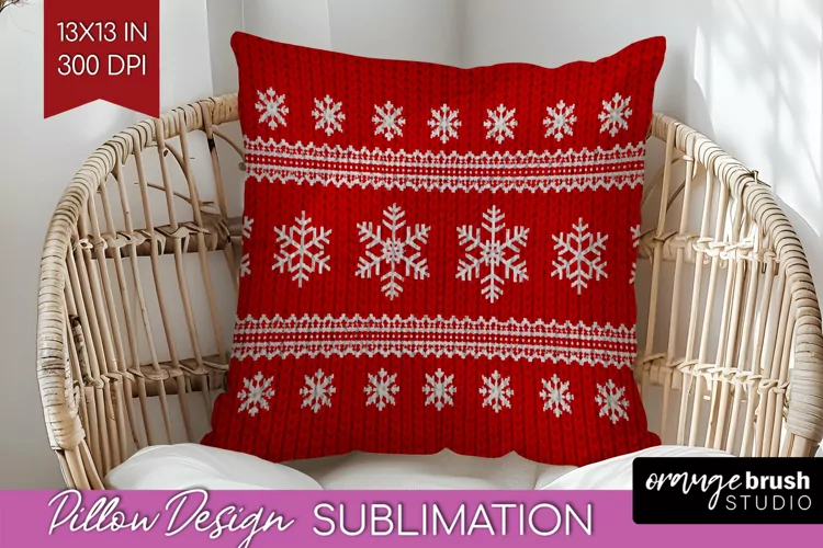 Nordic Christmas Pillow Sublimation - Winter Pillow Cover