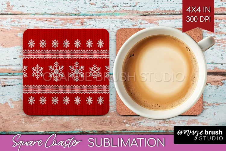 Nordic Christmas Square Coaster - Winter Coaster Sublimation