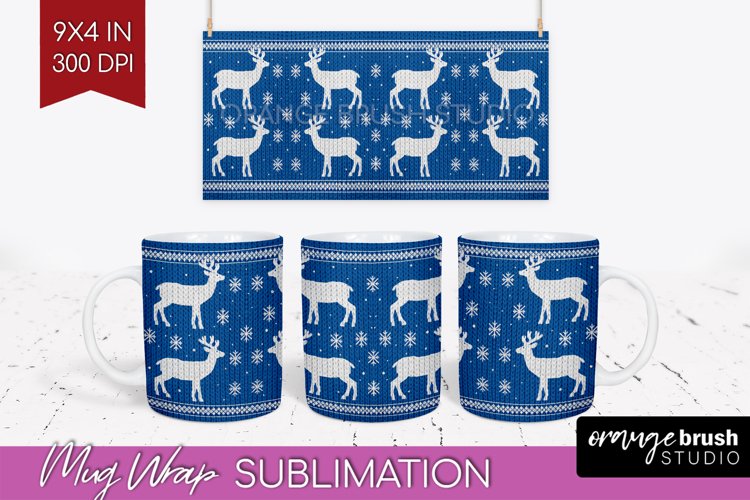 Nordic Christmas Mug Wrap - Winter 15 oz Mug Sublimation example image 1