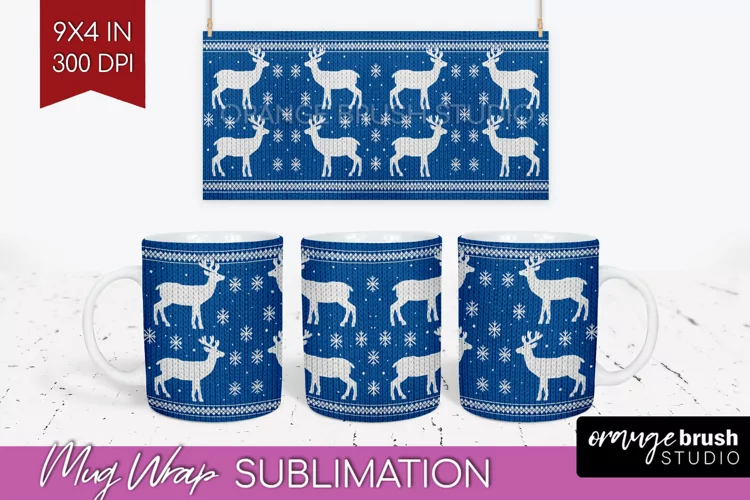 Nordic Christmas Mug Wrap - Winter 15 oz Mug Sublimation