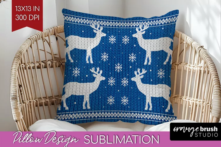 Nordic Christmas Pillow Sublimation - Winter Pillow Cover