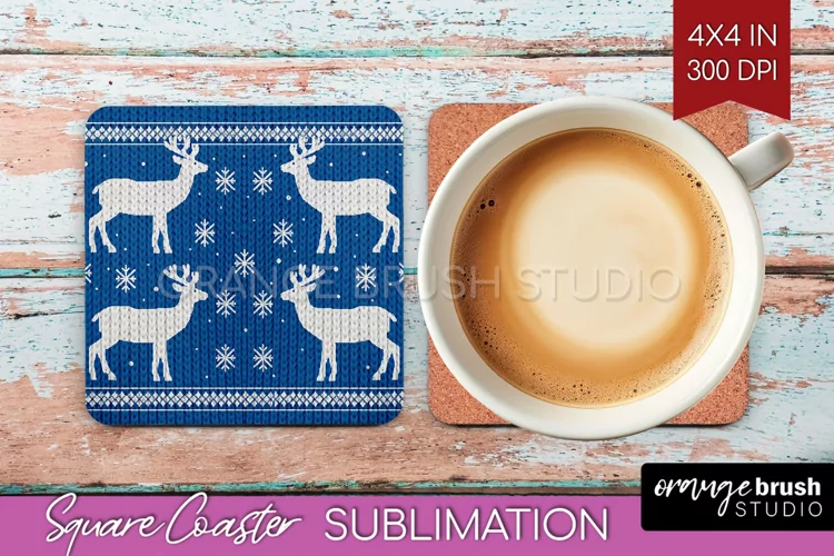 Nordic Christmas Square Coaster - Winter Coaster Sublimation